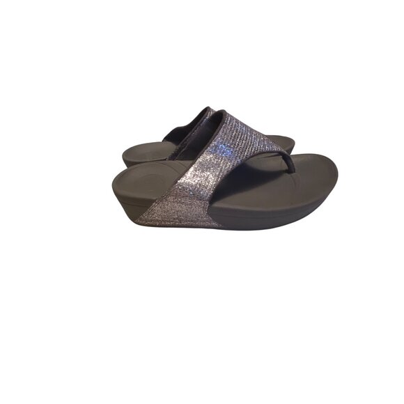 FitFlop Womens Shimmering Toe Post Sandals Size 6 Metallic Gray - Picture 3 of 7